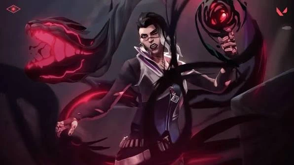 Valorant Fade karakteri karanlık temalı gölgeler ve canavarı ile.