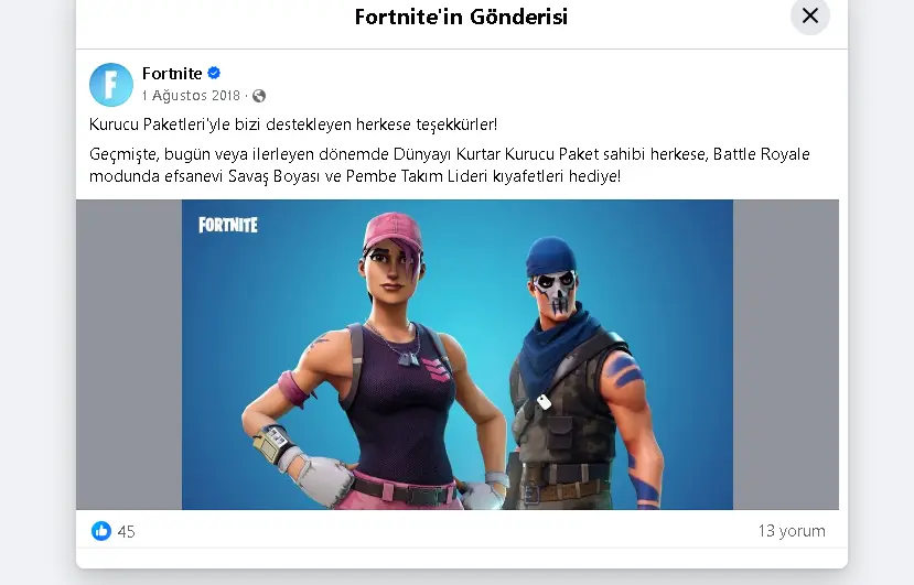 Fortnite Kurucu Paketleri sahiplerine özel Savaş Boyası ve Pembe Takım Lideri kıyafetleri duyurusu.
