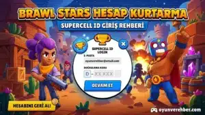Brawl Stars hesap kurtarma ve Supercell ID ile giriş rehberi kapak görseli.