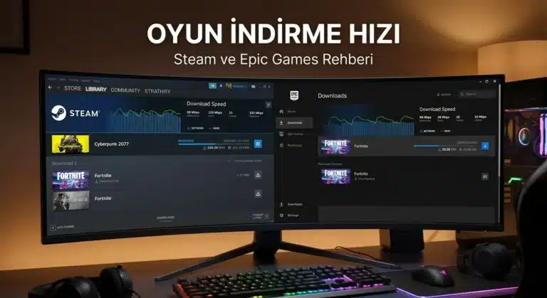 Oyun indirme hızını artırma ve Steam ile Epic Games rehberi.