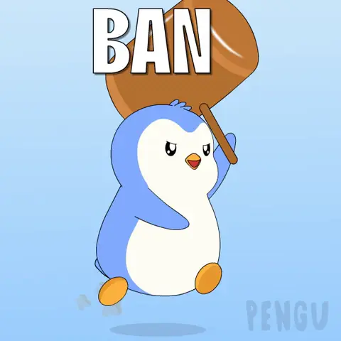 Valorant ceza sistemi rehberinde elinde ban tokmağı tutan penguen.
